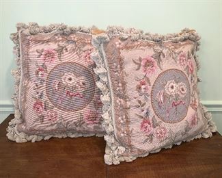 Pair of needlepoint pillows 18" - $95