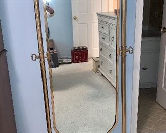 Brass mirror on stand in good condition $75