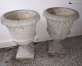 Cement pair of planters 26"x19"diameter.  Good condition.  Price $195 set