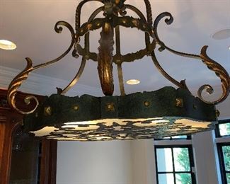 Decorator antique chandelier in excellent condition originally purchased from Sparrow's.  Dimensions - hangs 33" from ceiling x 26"diameter.  Price $1500