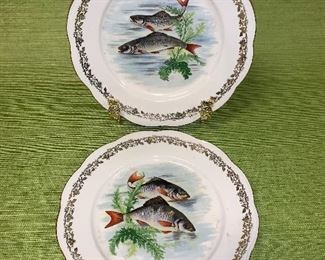 Pair of Porcelaine fish 9.5" plates in good condition.  Made in France.  Price $30