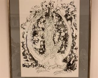 Phillip Ratner "Merlin" limited edition black and white lithograph excellent condition 65/100.  Dimensions 25"x31".  Price $375