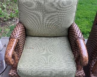 Outdoor patio chairs with cushions in good condition. Price $250 each