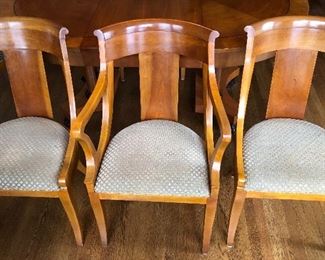 $650 - Set of 5 Baker Palladian Neoclassical dining chairs. Includes 4 side chairs & 1 with arms (only 3 of 5 are shown)