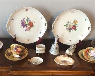 Cups & saucers by Shelley, Aynsley & Paragon, plates by Forstenberg, small Staffordshire dog