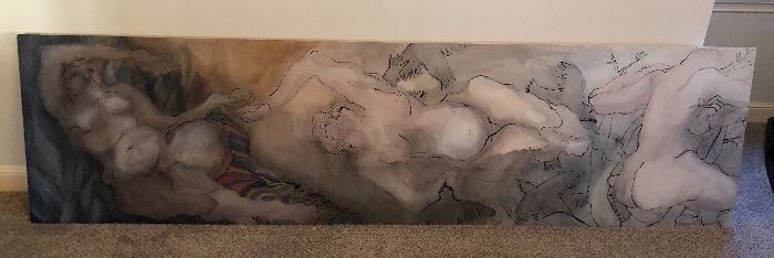 Long painting on board by Mary Hanson (99" x 26.5")