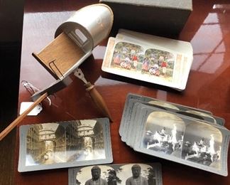 NOW $40 Antique stereoviewer + 51 stereo views (25 of the cards are by Keystone) Viewer is complete & in good condition, cards are also in nice shape with little or no wear. 