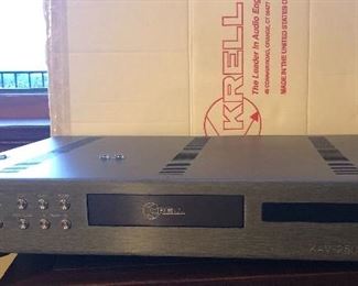 KRELL KAV-250cd CD player with remote (not shown), power cord (we found it!) + original box. Per owner: it will need a professional “tune-up” since it hasn’t been used in a year or more & when it sits unused for a time it gets “finicky”.