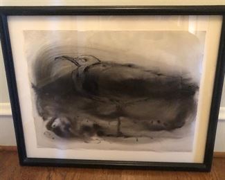 NOT on SALE $225 - Russell Frost “Gull Facing a Wind”, original work on paper, titled lower left, signed & dated 1965 in pencil lower right. Image size 17” x 23”, framed size 23” x 29”. Professionally framed with UV glass by Artech. 
