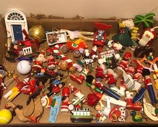 * SOLD pending pick up *NOW $15 - Lot of 50+ Xmas ornaments. Most are painted wood, some by Midwest. 