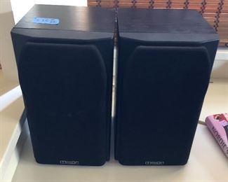 $35 Pair of Mission bookshelf speakers. 25-75 watts/channel, 12.5” tall.
