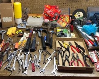 Assorted hand tools: hammers, pliers, wrenches, screwdrivers & more. $1 - $10.