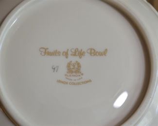 PLL #32 Lenox Fruits of Life Bowl USA 9" Wide $10