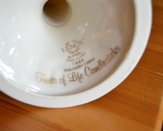 PLL #37 Pair of Lenox USA 'Fruits of Life' Candlesticks $10