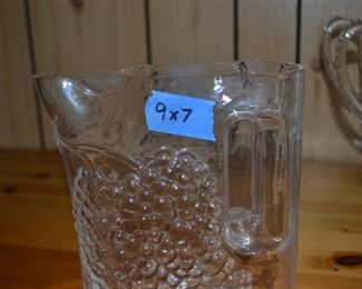 PLL #47 Vintage Mid 20thC Riedel Austria Embossed Grapes Glass Pitcher @ $25