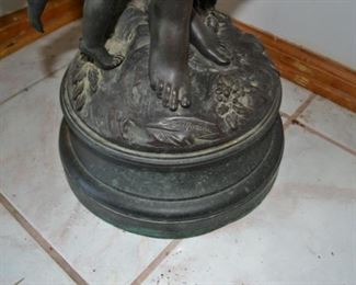 PLL #1 Auguste Moreau La Parure Du Printemps, Figure of Woman with Two Cherubs, Early 20th Century Patinated Bronze with Bronze Socle Sculpture Signed