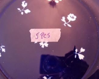 PLL 476 BLOCK "VARIANCE" BIDASOA SPAIN BLUE & WHITE FLORAL - 5 Pieces $ 75