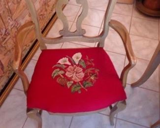 PLL 506 Dining Room Table and Chairs with Needlepoint upholstered seats @ $495 for ALL