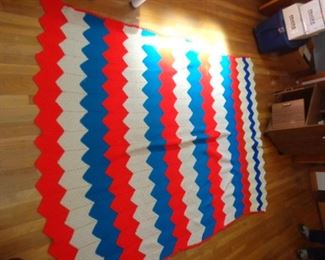 PLL 632 Red, White & Blue Knitted Blanket $20