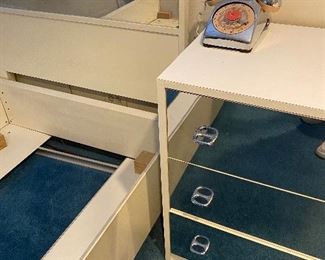 Vintage Mirrored Formica Furniture (twin bed, nightstand, dressers, desk) $250  **CALL (847) 630-1009 TO PURCHASE**