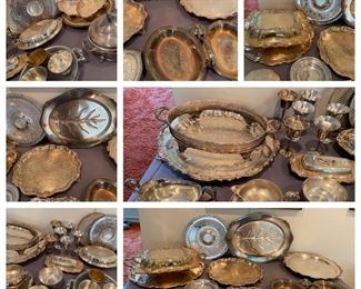 Silver-plate Entertaining LOT - All items pictured for $85 **CALL (847) 630-1009 TO PURCHASE**