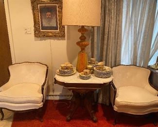Pair White Upholstered Accent Chairs $100 **CALL (847) 630-1009 TO PURCHASE**