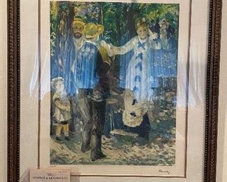 Auguste Renoir "La Balansoire" original lithograph, signed with Renoir seal - signature in plate and numbered 114/250 (includes authenticity singed by Paul Renoir) $500  **CALL (847) 630-1009 TO PURCHASE**