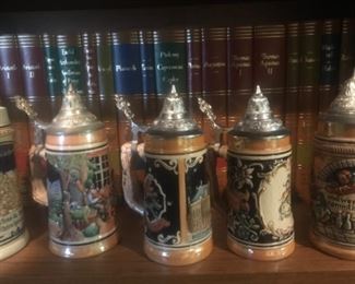 Large assortment of beer steins 