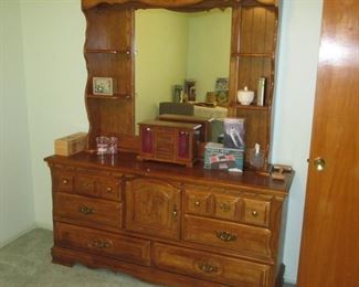 Dresser & Mirror with Shelves