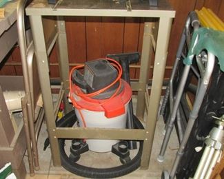 Rigid Shop Vac & Tall Metal Work Table