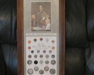 Framed Coin Collection. Some Silver