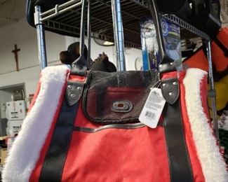 Petholiday Santa carrier red nova suede pet carrier new with tags 
