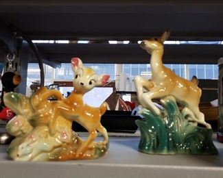 Assorted vintage Disney deer ceramic figures 
