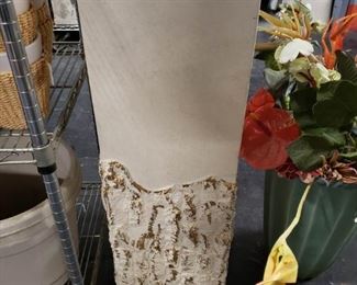 (2) Vintage cream square columns with embossed gold accents 11.25" x 11.25" x 36"H 