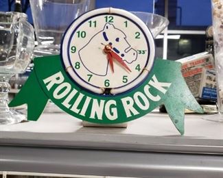 Vintage Rolling Rock Clock (part missing) 