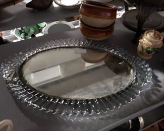 Vintage glass framed dresser mirror 