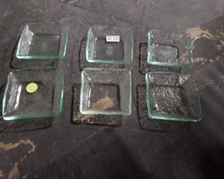 (6) Front of the House Green glass appetizer dishes 