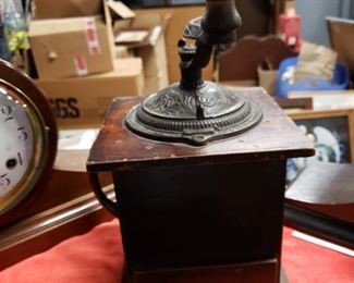 Antique wood manual grinder 