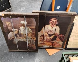 2 Vintage slat wood advertising wall art "Cream of Wheat & Ceresota Flour" 