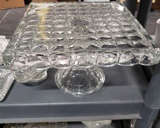 Indiana 10" square glass cake plate 