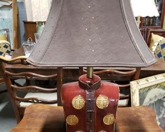 Asian style table lamp with shade 