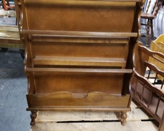 Extra tall 3 tiered double sided wooden magazine display rack 