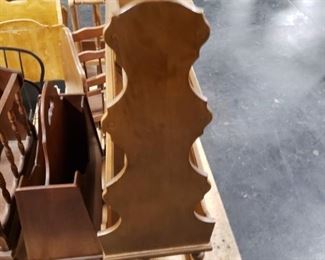 Extra tall 3 tiered double sided wooden magazine display rack 