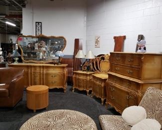 MCM Mid Century Union 6pc caramel colored bedroom set 