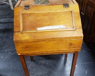 Vintage Pine drop down small desk cabinet 20.75"W x 16.25"D x 37.5"H 