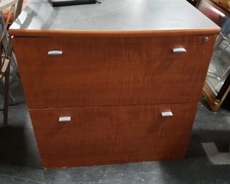 2 Drawer lateral wood grain style with gray laminate top file cabinet 