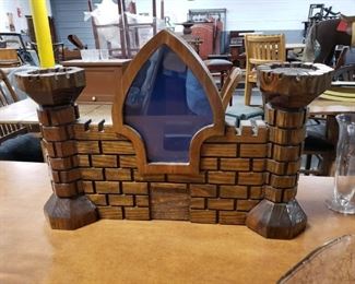 Ornate gothic solid wood castle shaped picture frame 