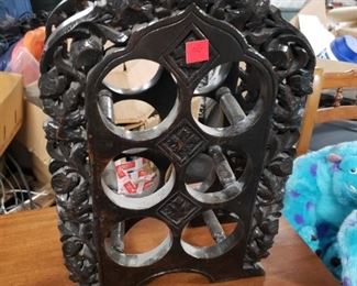 Ornate gothic 6 bottle wine holder 