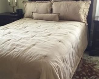 $695 Queen size bed by Haverty’s - coverlet & pillows for sale as well for $65