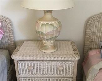 $ 350    wicker set twin beds , 3 drawer chest & lamp-2 twin wicker headboards ( frames, box springs free if you wish with purpose.